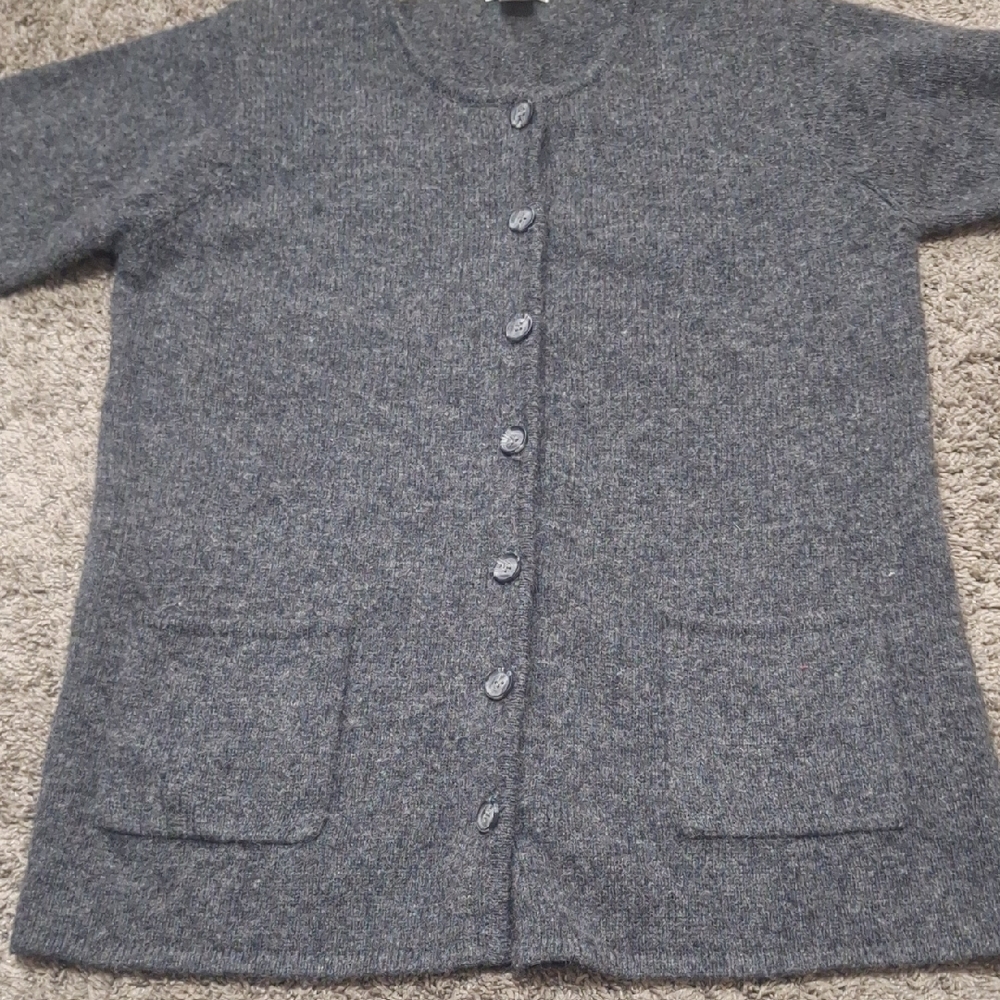 Vintage Pierre Cardin Women's Cardigan Sweater - M - Charcoal Gray - Picture 6 of 6
